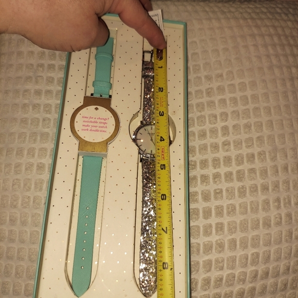 Kate's Spade NWT Live Colorfully Watch Set Rhinestones Bezel MOP Face 2 bands - Picture 2 of 16